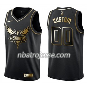 Män Charlotte Hornets Tröja Skräddarsydda Nike Svart Guld Edition Swingman